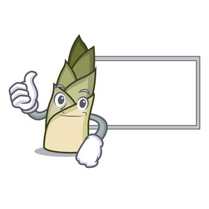 根地带大拇指与板竹笋字符卡通照片