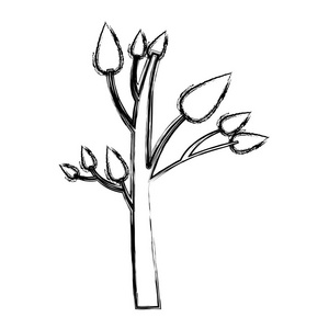 单色素描与小树的叶子