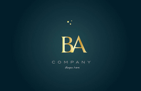 ba b 黄金金色豪华字母表字母标志图标模板