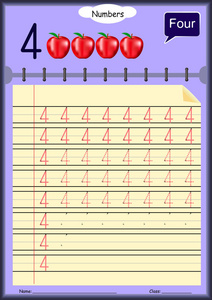 年幼的孩子学会写数字，孩子们的家庭作业