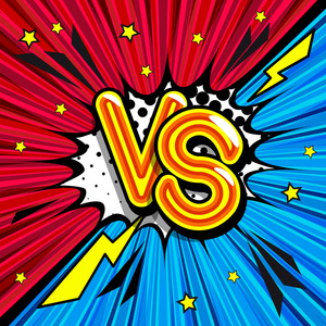 矢量卡通字母表与所有字母和数字vs-漫画复古字体与阴影, 半色调图案