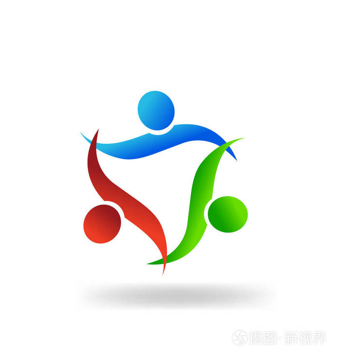 团队合作快乐的朋友牵手矢量设计插画-正版商用图片0os094-摄图新视界