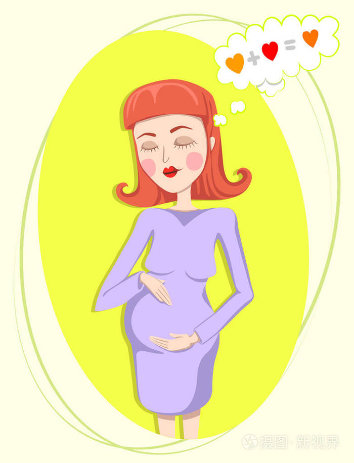 可爱的孕妇爱抚着她的肚子