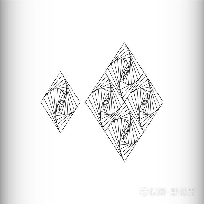 菱形黑色和白色的几何图案矢量绘图