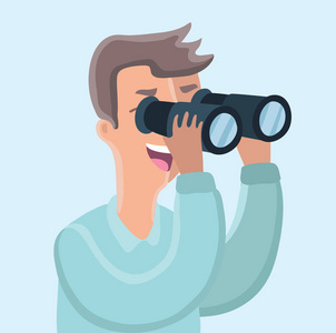 成年男子用双筒望远镜图片