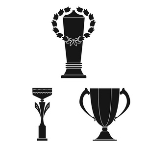 金杯黑色图标集合中的设计。赢家杯矢量符号股票网页插图