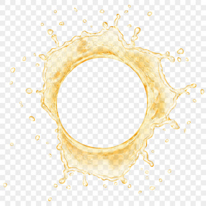 半透明的水冠的顶部视图以黄色的颜色滴, 在透明的背景上被隔绝。仅在矢量文件中透明