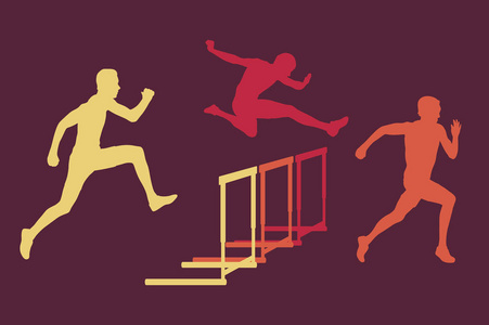 跨栏比赛男子跳过障碍复古颜色矢量照片