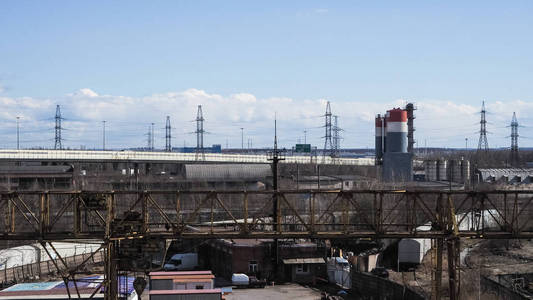 工业区工厂区的城市.俄罗斯.圣彼得堡,春天 2017照片