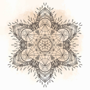 圆形装饰曼荼罗图案与神圣几何元素我