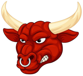 长长的喇叭牛头吉祥物照片