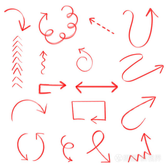 铅笔素描符号的集合.白色背景上的矢量图