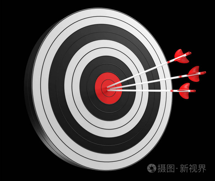 3d 渲染目标黑色白色和红色目标与箭头