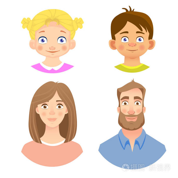 人脸的情感.一套不同情绪的化身.矢量插图