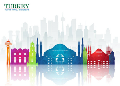 土耳其地标全球旅行，旅程论文的背景。矢量设计 Template.used 你广告 书籍 横幅 模板 旅游业务或演示文稿