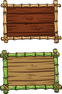 卡通竹框木制木板.带有简单渐变的矢量剪贴画插图.