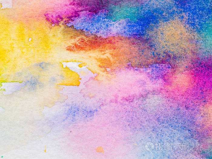 特写的颜色和质地的手绘水彩纸上