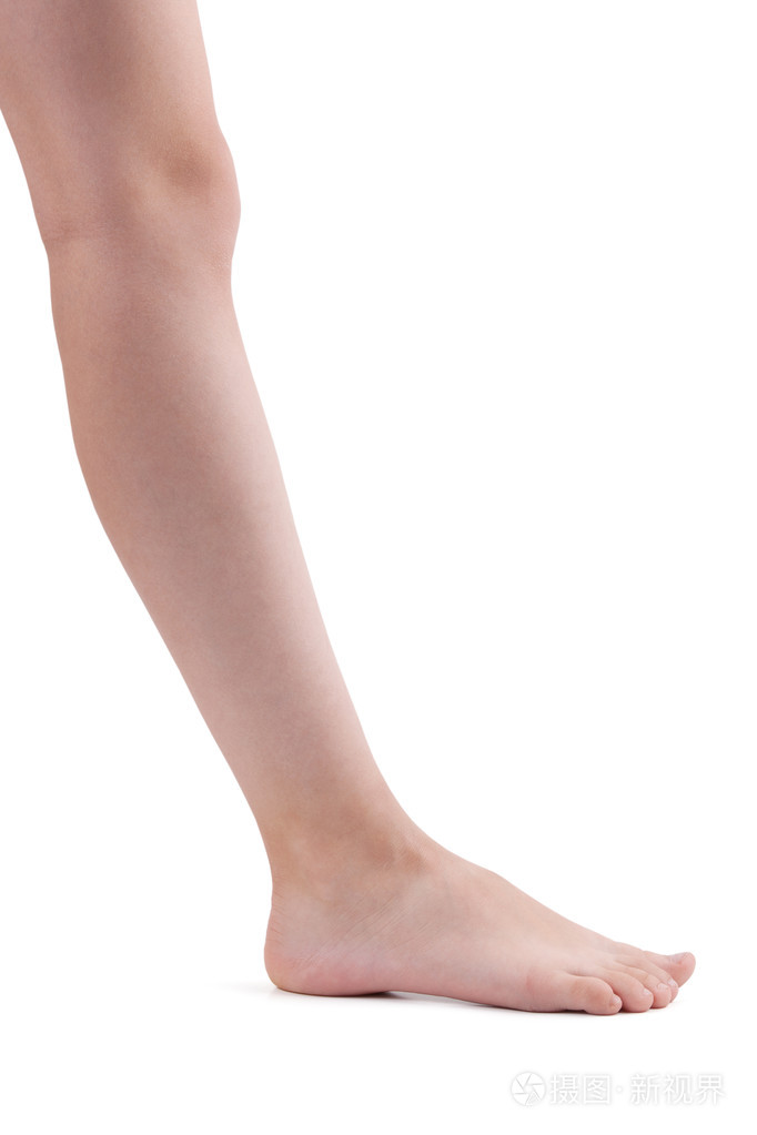 在白色背景上的右脚