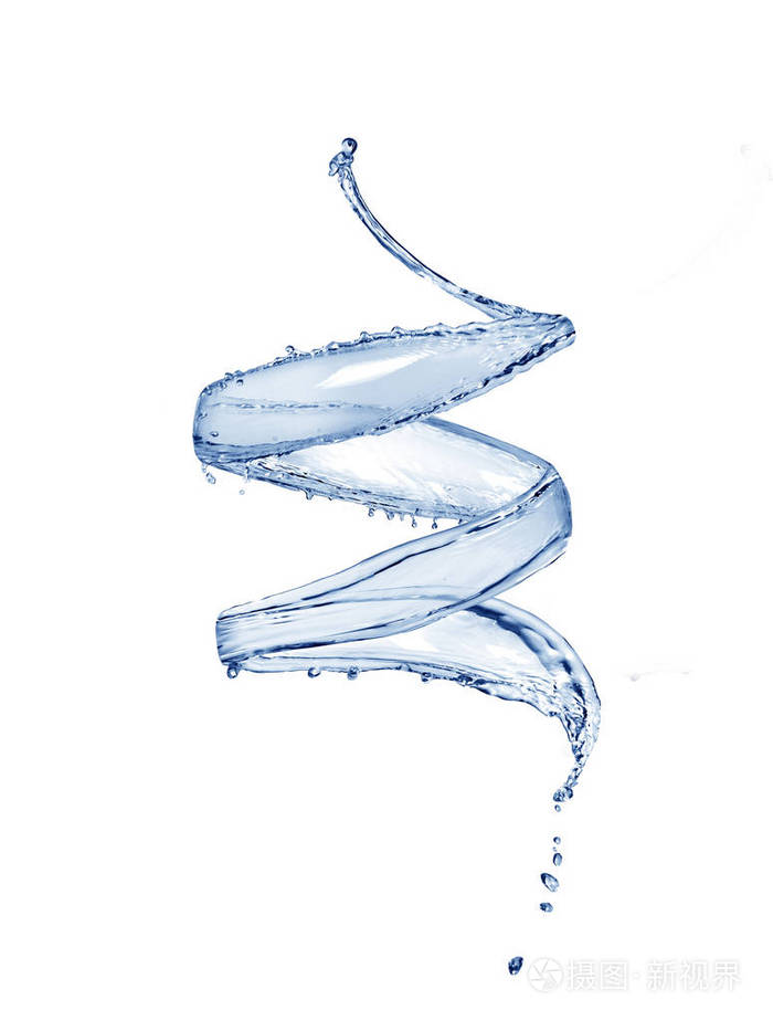 水溅在孤立的螺旋形状