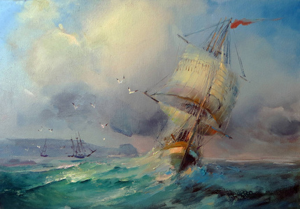 帆船油画图片-帆船油画素材-帆船油画插画-摄图新视界