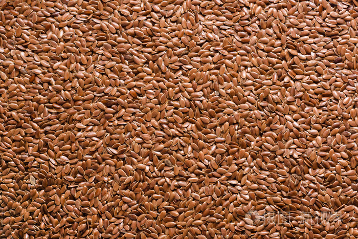 亚麻籽的背景下,顶视图