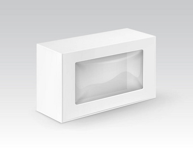 矢量白色空白纸板矩形采取远框包装为三明治 食品 礼品 小样收起来孤立在白色背景上的塑料窗口的其他产品