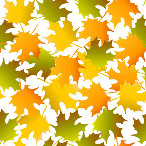向量无缝背景以多彩多姿的枫叶秋天叶子在白色背景。秋季矢量插画