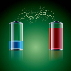 矢量绘制电池符号和闪电照片