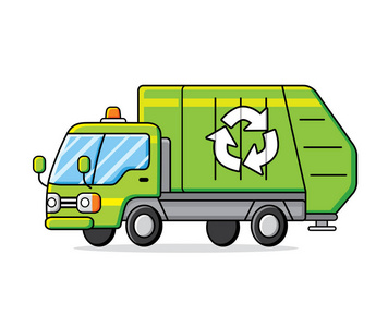 垃圾回收车绿色垃圾回收车照片