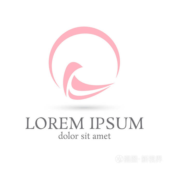 粉红鸟转头最小矢量标志设计模板, 鸽子图标, 自由符号, 曲线符号