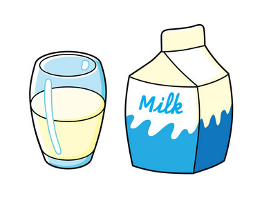 杯牛奶，牛奶盒