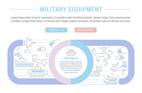 军事装备网站横幅和着陆页图片