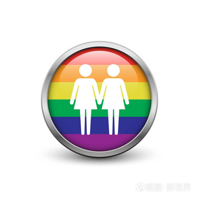 lgbt 彩虹旗与女同性恋的剪影