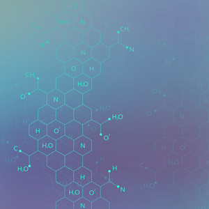 Dna 分子结构在蓝色的背景，为您的设计。矢量图
