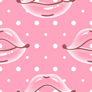 毛笔画出各种女人唇间无缝的矢量图案.不同的性感嘴唇形状.