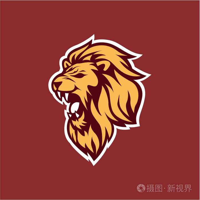愤怒的狮子头标志标志向量设计例证