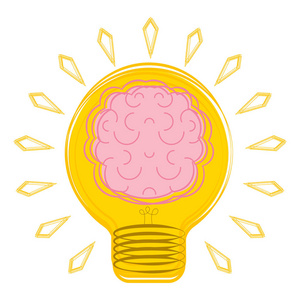 概念灯泡图标与大脑