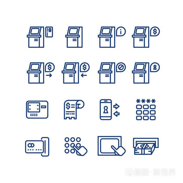 atm 终端矢量细线图标集