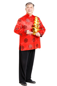 老人用普通话在中国新的一年