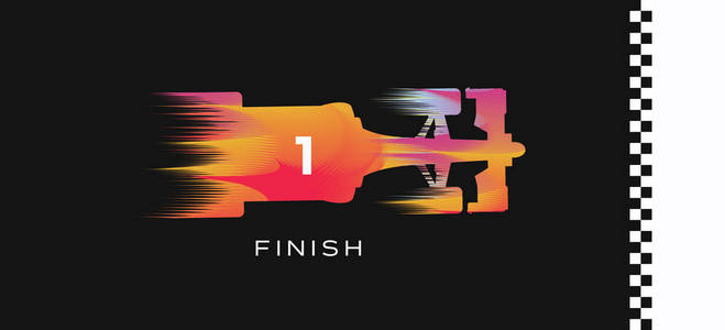 风格化的赛道赛车运动上的终点线海报, 图形组成照片