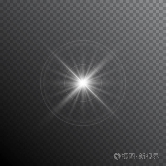 发光透镜耀斑特效闪闪发光的闪光带聚光灯和光线的透明太阳闪光