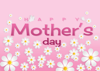 母亲节快乐一天甜甜的花朵背景，可用于问候语 喜帖 女人和情人节一天卡。矢量图