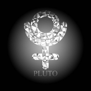 矢量冥王星多边形冥王星图标天文标志符号矢量图在黑色背景上的白色