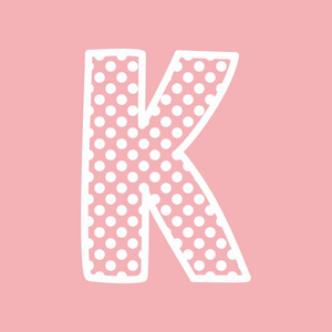带黑色圆点的 K 字母矢量字母在粉红色背景上与白色隔开