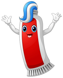 加倍的点光源提高其手中加倍的微笑牙膏卡通照片