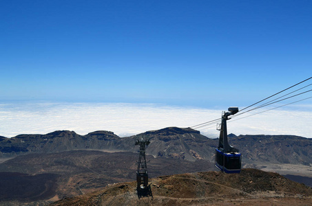 缆车爬上 Teide 的顶端, 特内里费岛, 加那利群岛