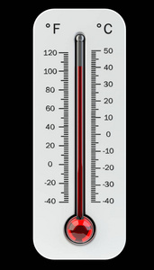 温度计的红色温度上升 3d 渲染