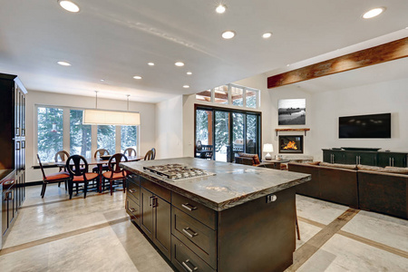 灰色的色调现代开放楼厨房设计