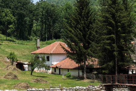 惊人的中世纪 Poganovo Monastery 的圣  约翰神学家观点