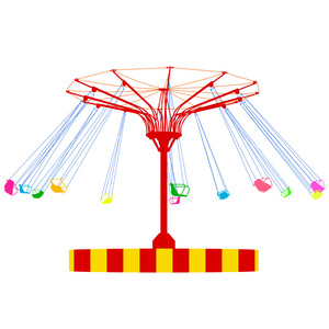 剪影 atraktsion 多彩摩天轮。矢量插画